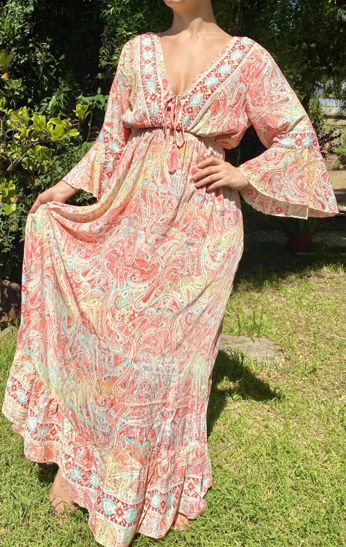 Vestido Romántico Coral