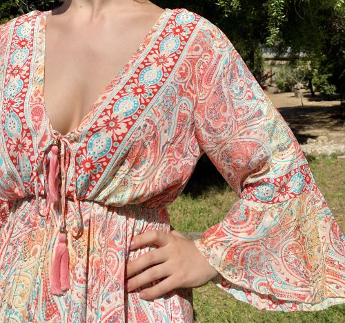 Vestido Romántico Coral