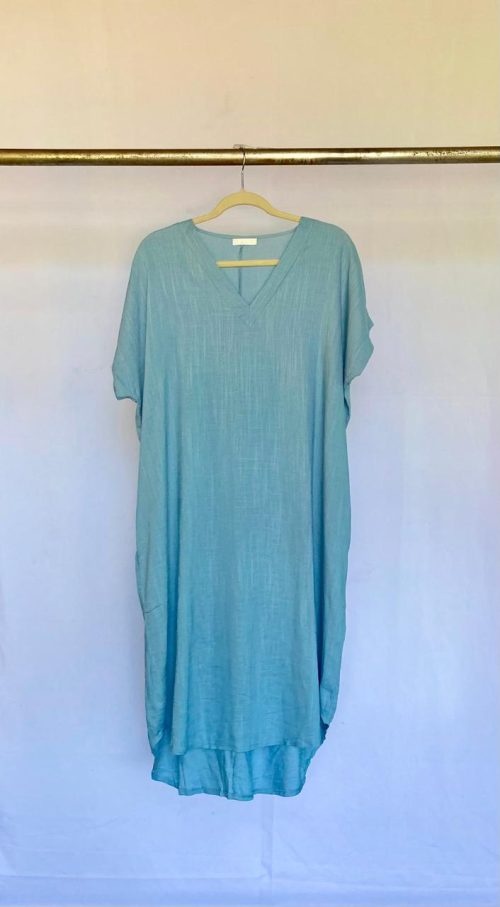 Vestido Lino Azul Jeans