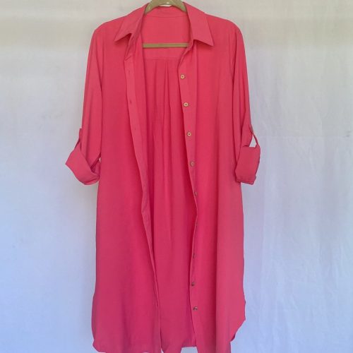 Vestido Camisero Crepe Fucsia